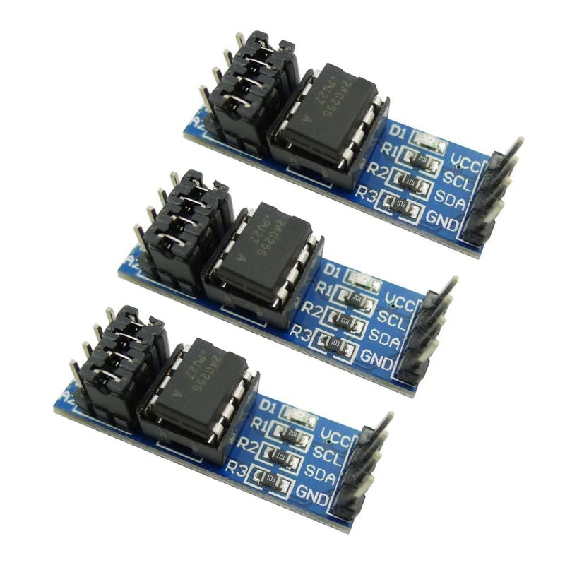Ferwooh 3PCS EEPROM Memory Module AT24C256 Chip I2C Serial Interface Data Storage Memory Module Onboard 8P Chip Holder with Onboard LED Indicator - Image 1